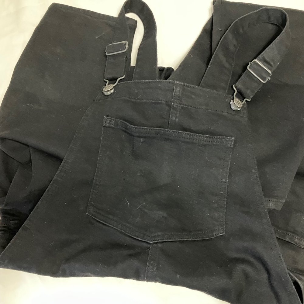 Black denim overalls